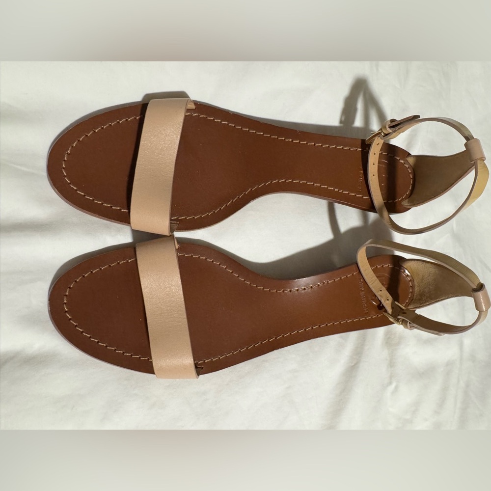 Tory Burch Tan and Brown Sandals with Geometric Design